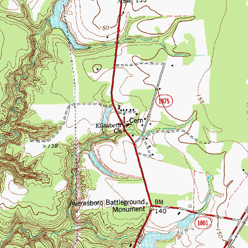 Topographic Map of Elizabeth Church, NC