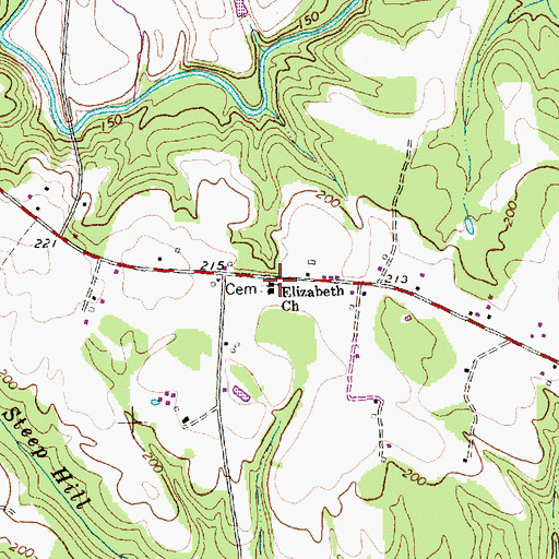 Topographic Map of Elizabeth Church, NC