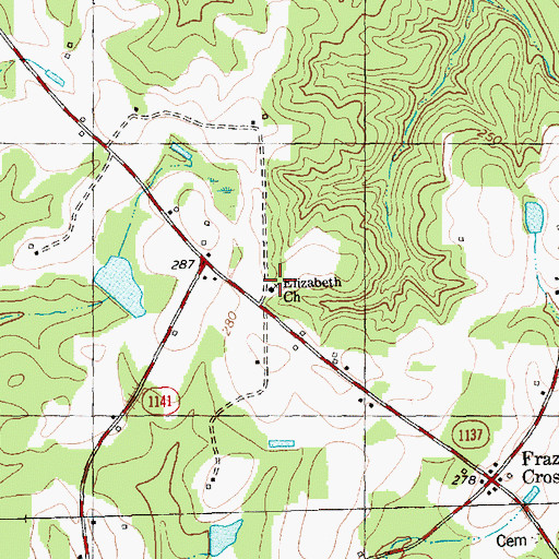Topographic Map of Elizabeth Church, NC