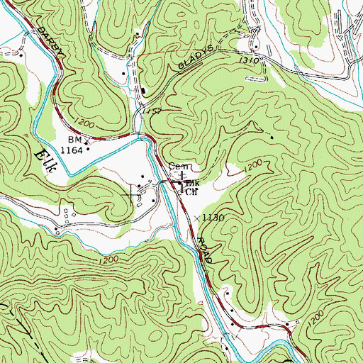 Topographic Map of Elk Church, NC