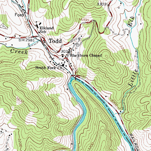 Topographic Map of Elk Creek, NC