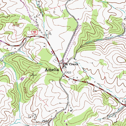 Topographic Map of Elk Creek Primitive Baptist Church, NC