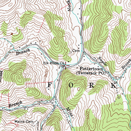 Topographic Map of Elk Knob Baptist Church, NC