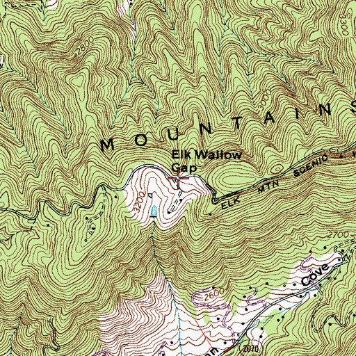 Topographic Map of Elk Wallow Gap, NC