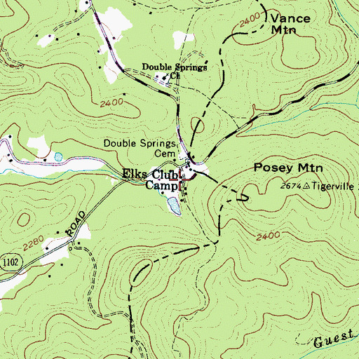 Topographic Map of Elks Club Camp, NC