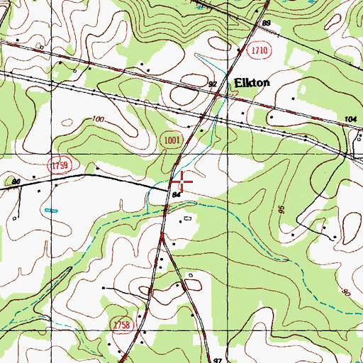 Topographic Map of Elkton Church, NC