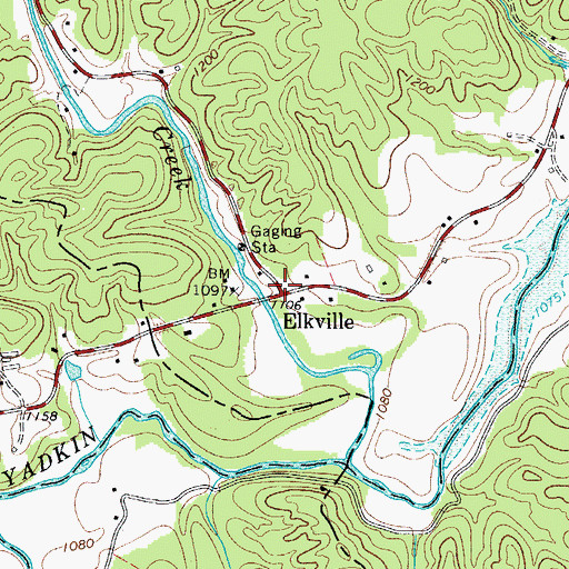 Topographic Map of Elkville, NC