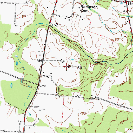 Topographic Map of Ellen Cemetery, NC