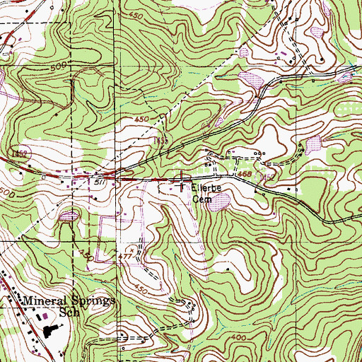 Topographic Map of Ellerbe Cemetery, NC