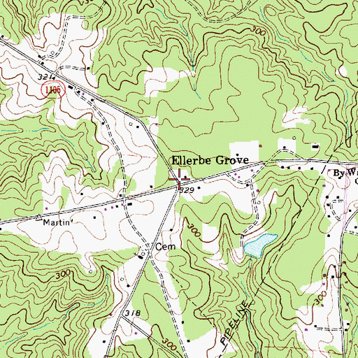 Topographic Map of Ellerbe Grove, NC
