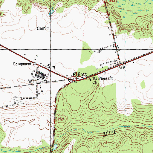 Topographic Map of Elliott, NC