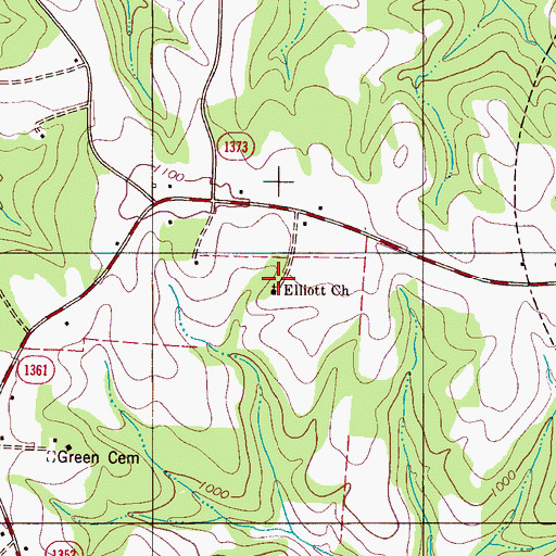 Topographic Map of Elliott Church, NC