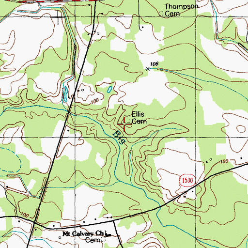 Topographic Map of Ellis Cemetery, NC