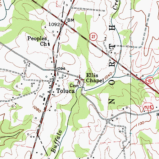 Topographic Map of Ellis Chapel, NC