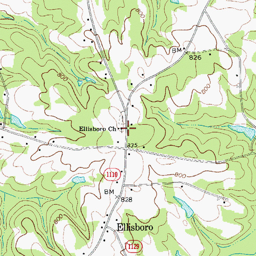 Topographic Map of Ellisboro Church, NC