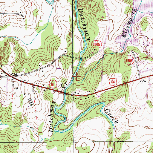 Topographic Map of Ellsworth Creek, NC