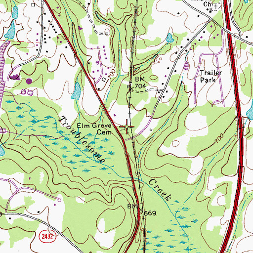 Topographic Map of Elm Grove Cemetery, NC