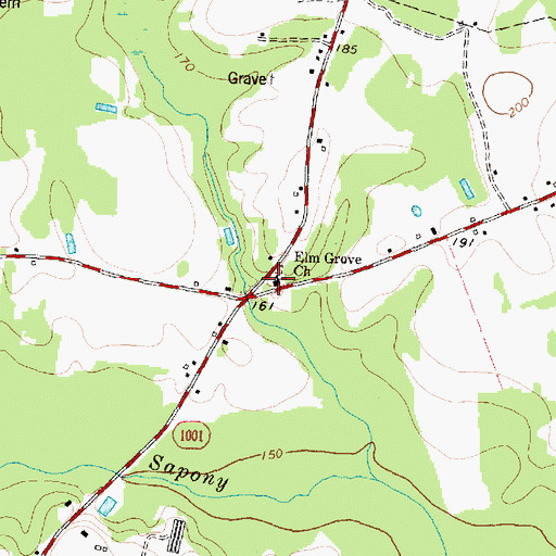 Topographic Map of Elm Grove Church, NC
