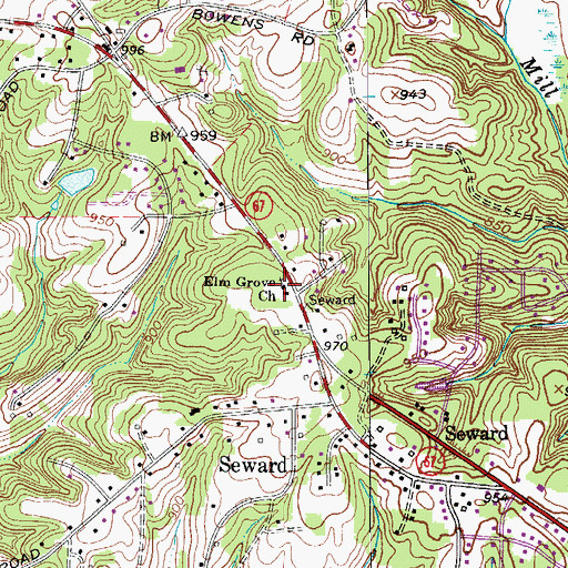 Topographic Map of Elm Grove Church, NC