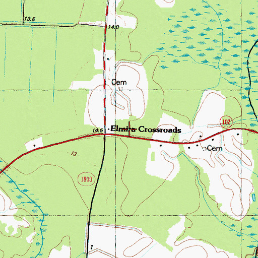 Topographic Map of Elmira Crossroads, NC