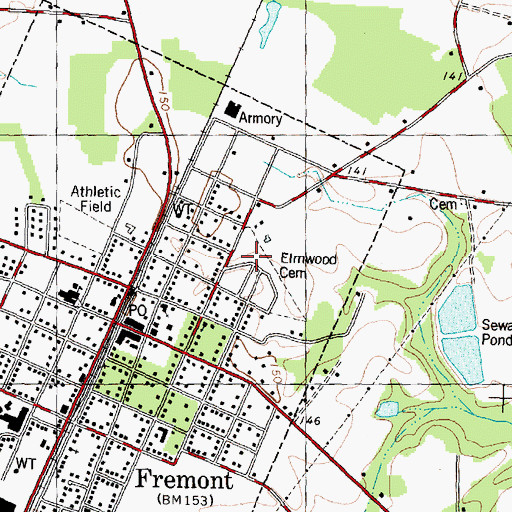 Topographic Map of Elmwood Cemetery, NC