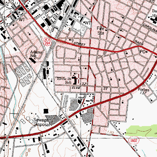 Topographic Map of Elvie Street School, NC