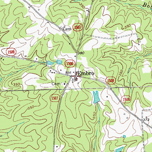 Topographic Map of Embro, NC