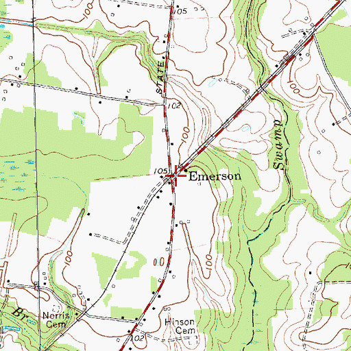 Topographic Map of Emerson, NC