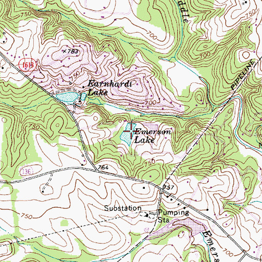 Topographic Map of Emerson Lake, NC