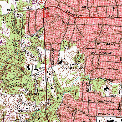 Topographic Map of Emerywood Country Club, NC