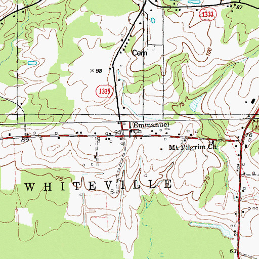 Topographic Map of Emmanuel Church, NC