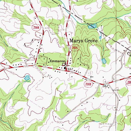 Topographic Map of Emmanuel Church, NC