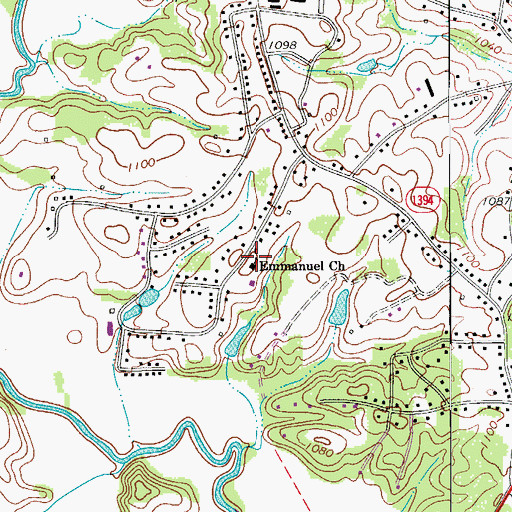 Topographic Map of Emmanuel Church, NC