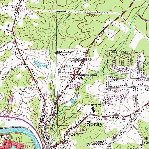 Topographic Map of Emmanuel Church, NC