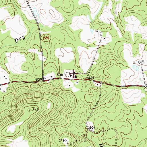 Topographic Map of Emmaus Church, NC