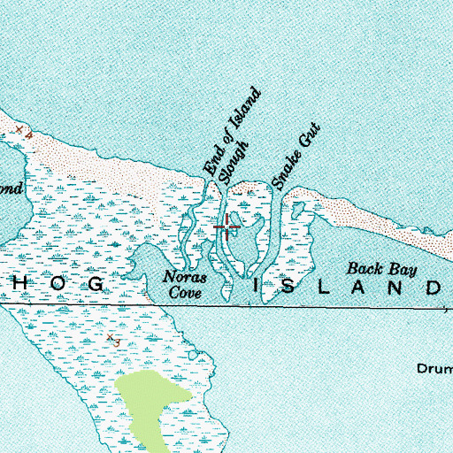 Topographic Map of End of Island Slough, NC