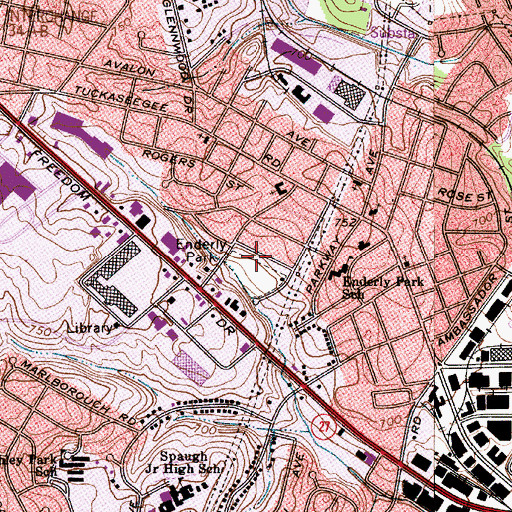 Topographic Map of Enderly Park, NC