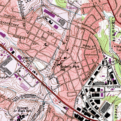 Topographic Map of Enderly Park School, NC