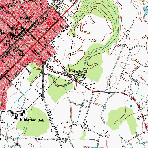 Topographic Map of Enfield Church, NC