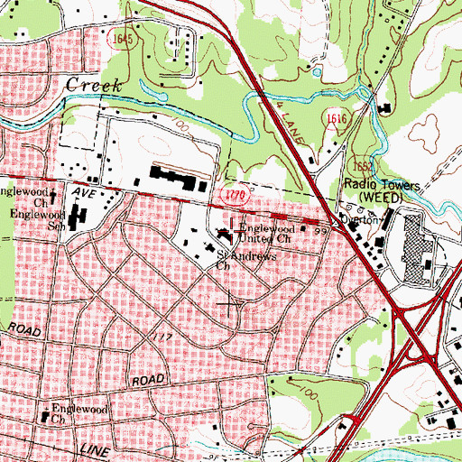 Topographic Map of Englewood United Church, NC