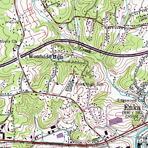 Topographic Map of Enka High School, NC