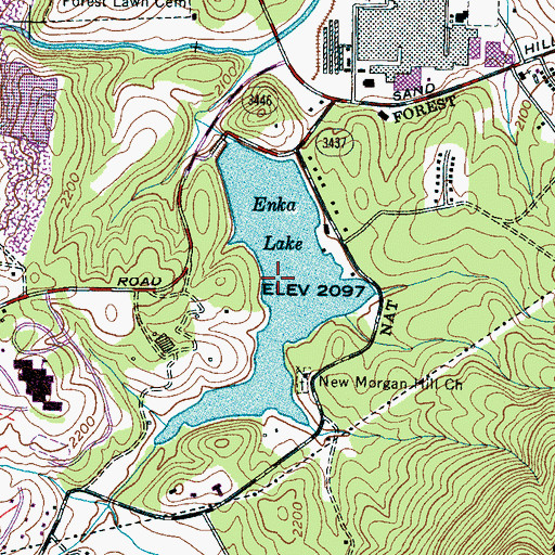 Topographic Map of Enka Lake, NC
