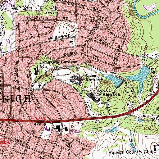 Topographic Map of Enloe High School, NC