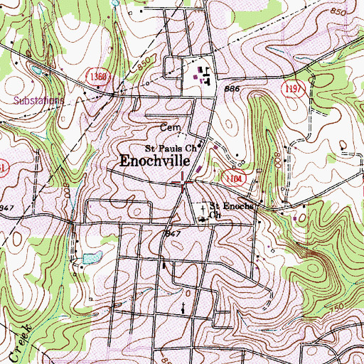 Topographic Map of Enochville, NC