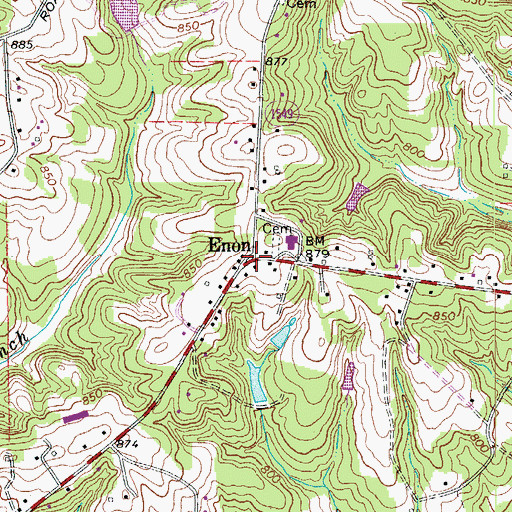 Topographic Map of Enon, NC
