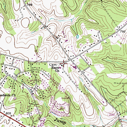 Topographic Map of Enon Church, NC