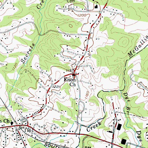 Topographic Map of Enon Church, NC