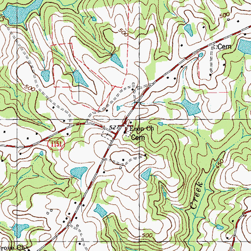 Topographic Map of Enon Church, NC