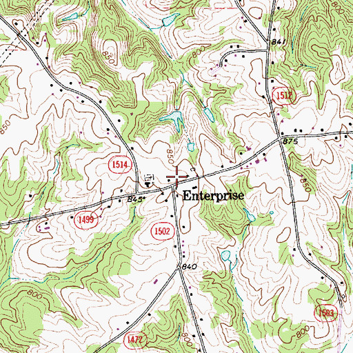 Topographic Map of Enterprise, NC