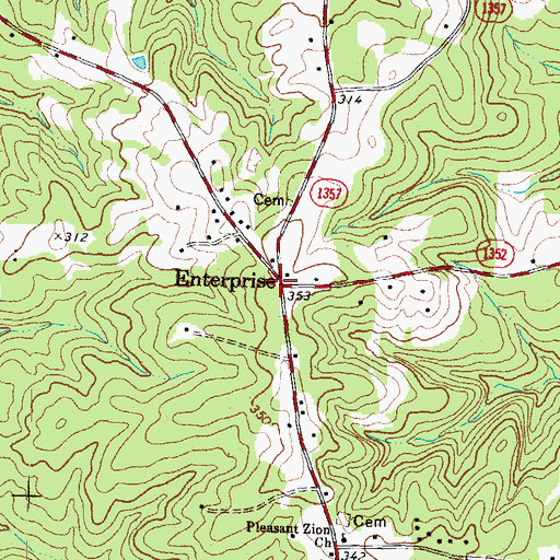 Topographic Map of Enterprise, NC